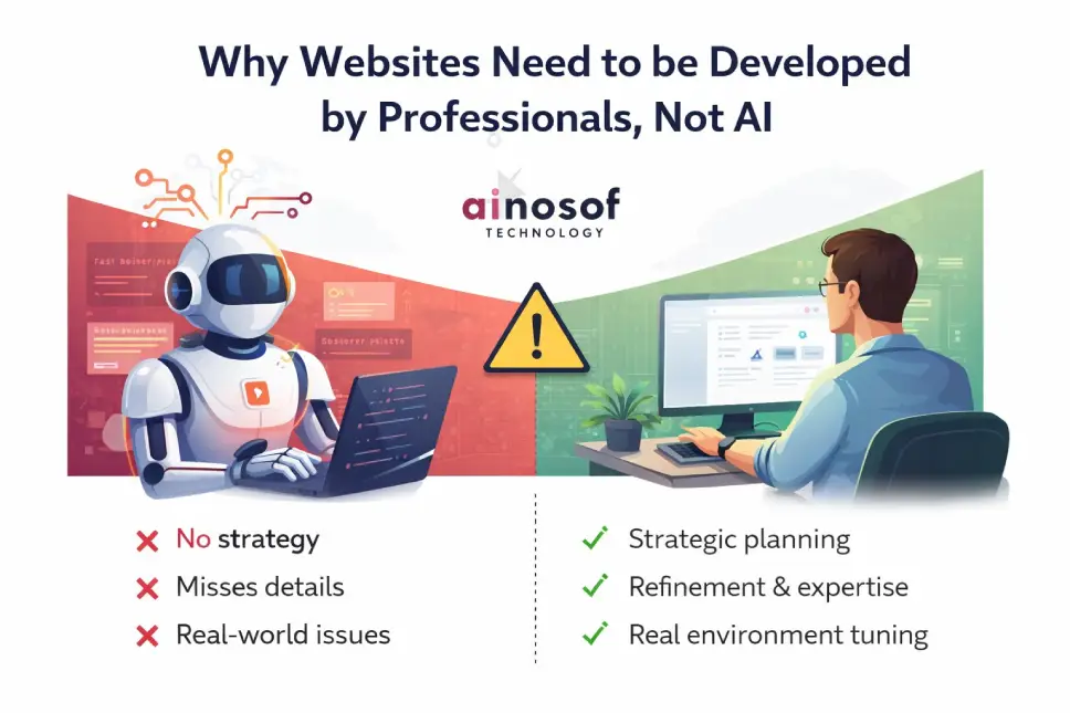 AI vs Professional Web Development: Why Hire Expert Web Developers in Bhiwadi | Ainosof Technology