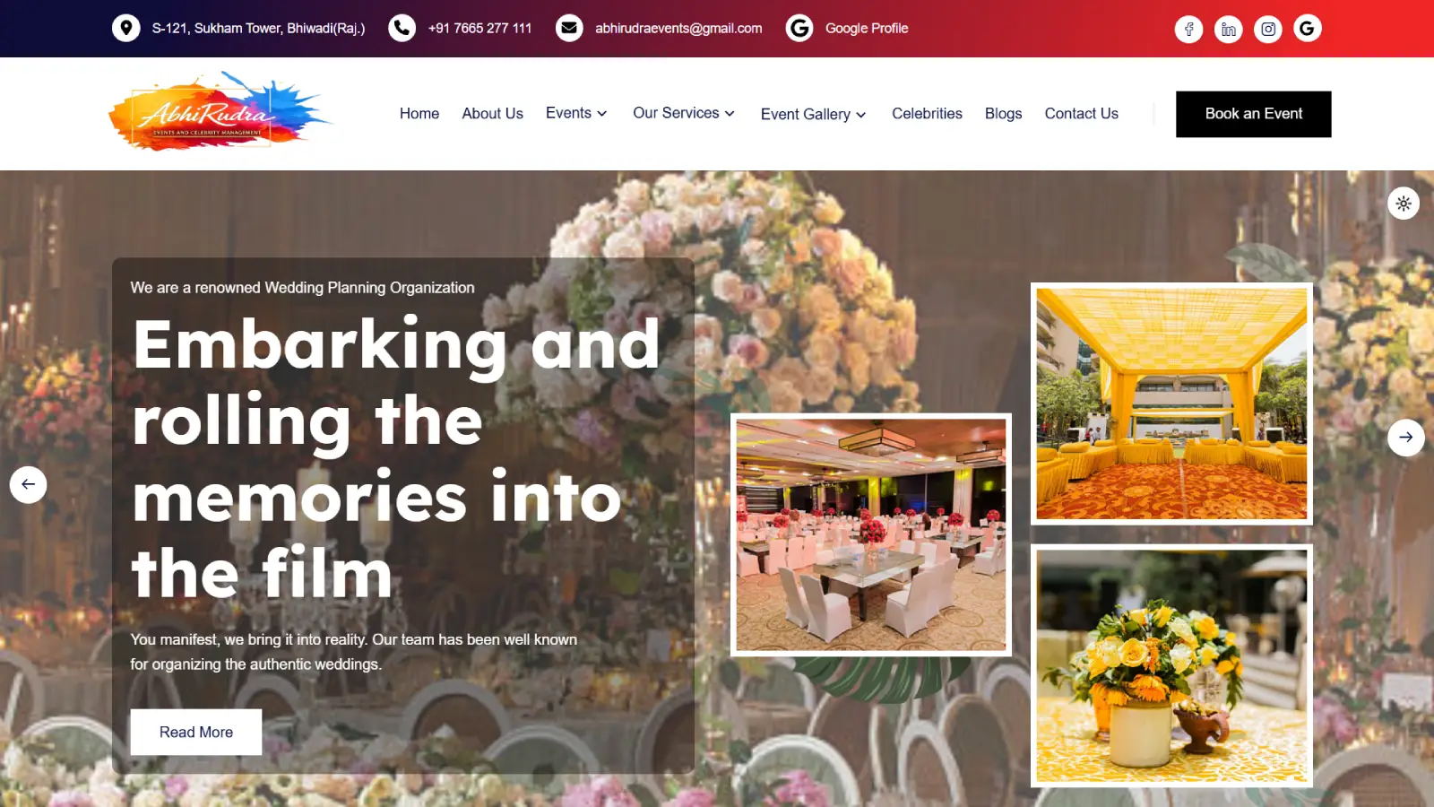 Abhirudra Events & Celebrity Management - Event Website Development | Ainosof Technology