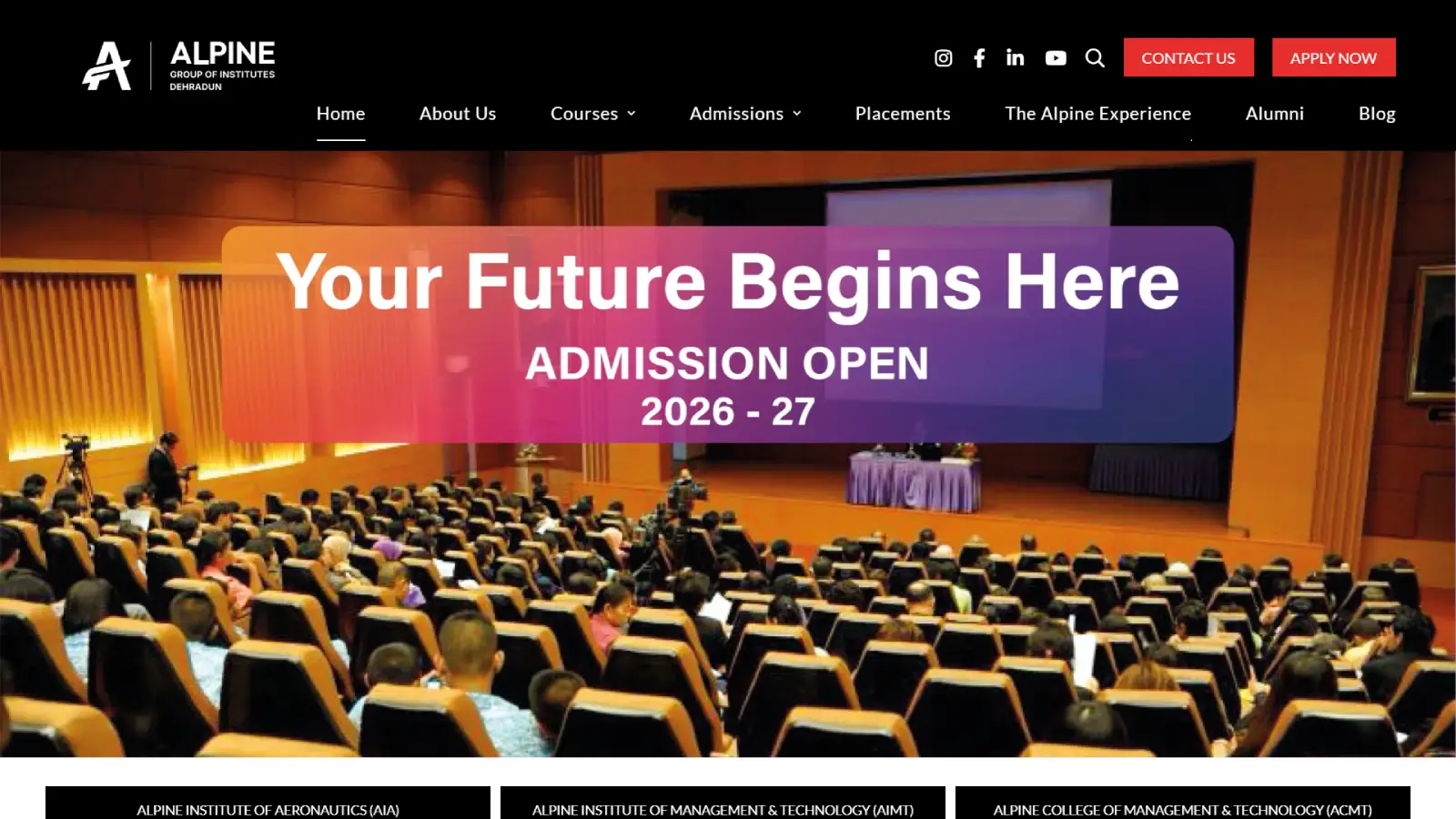 Alpine College Dehradun - College Website Redesign  | Ainosof Technology