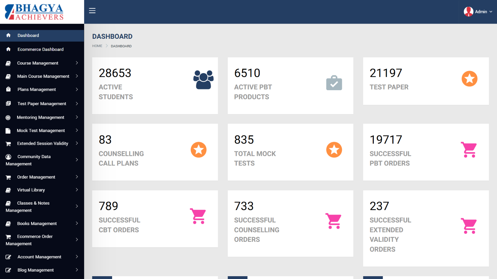 Bhagya Achievers - Custom Education Management Web Portal for Ed Tech Business | Ainosof Technology