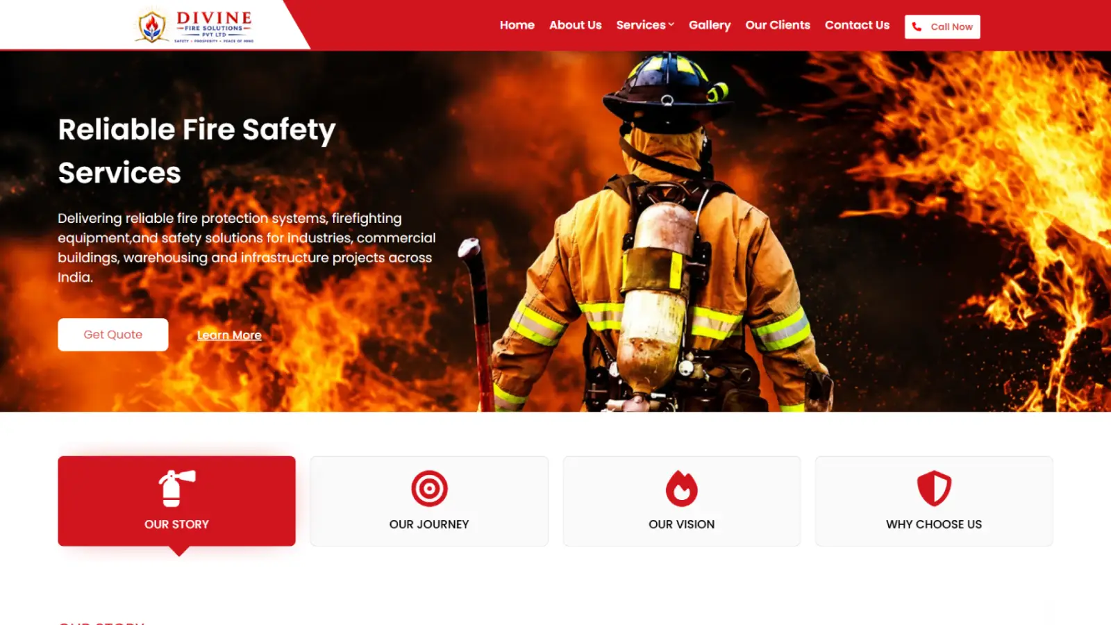 Divine Fire Solutions Private Limited - Fire Safety Industry Website Development | Ainosof Technology