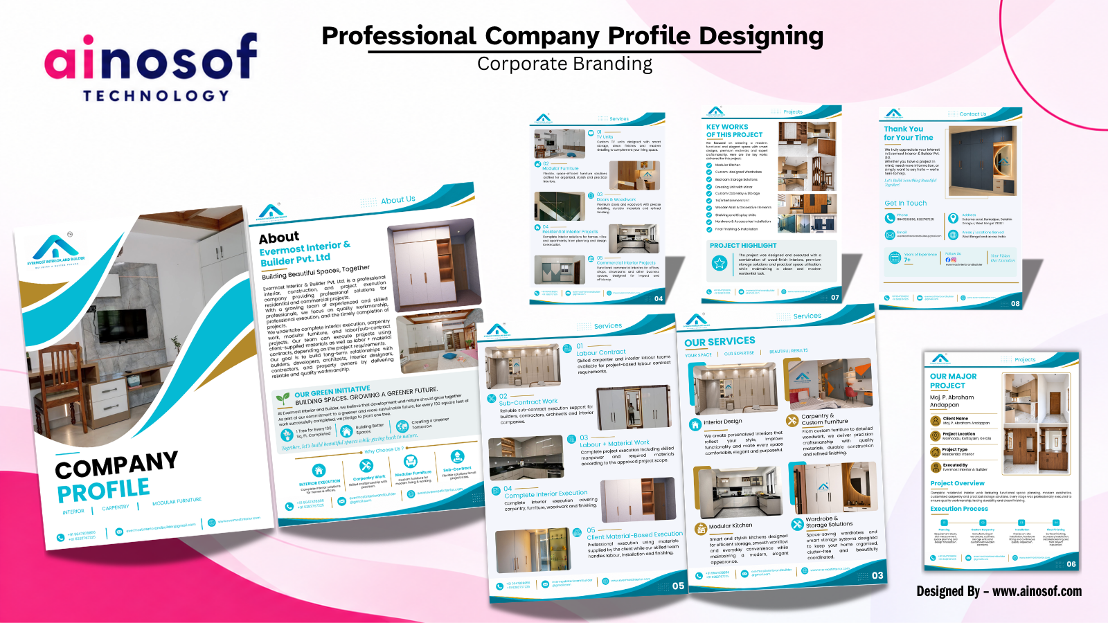 Evermost Interiors - Company Profile Designing | Ainosof Technology