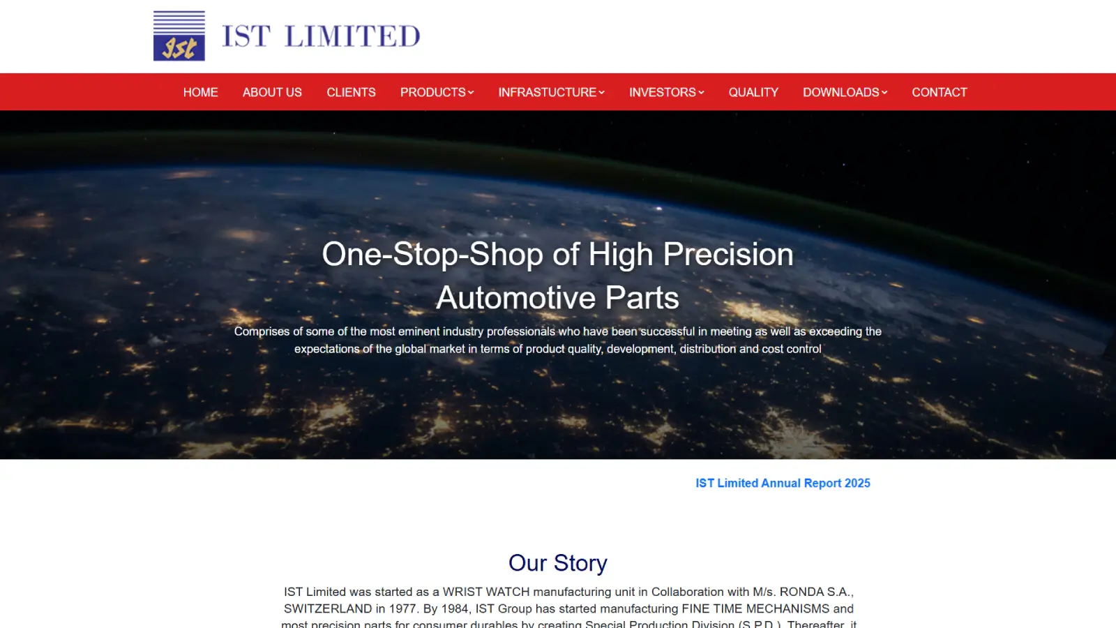 IST Limited India - Manufacturing Business Corporate Website Redesign  | Ainosof Technology