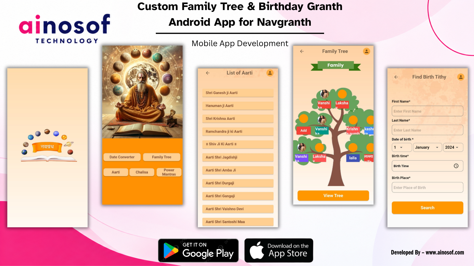 Navgranth - Custom Family Tree & Birthday Granth Android App for Navgranth | Ainosof Technology