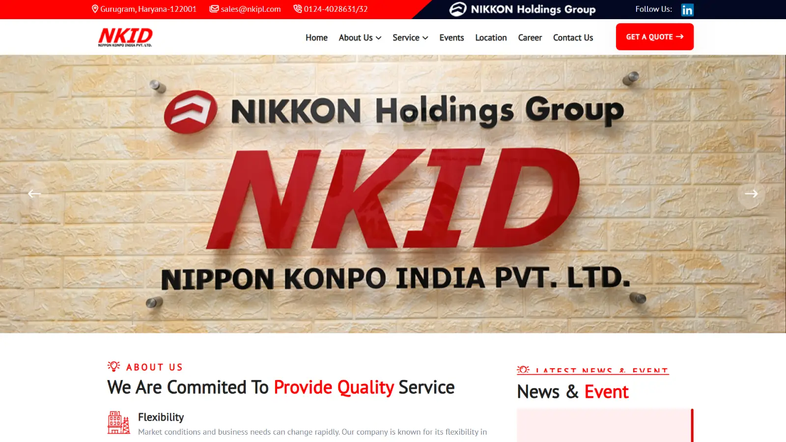 Nippon Konpo India Pvt. Ltd. - Logistics Company Corporate Website Redesign  | Ainosof Technology