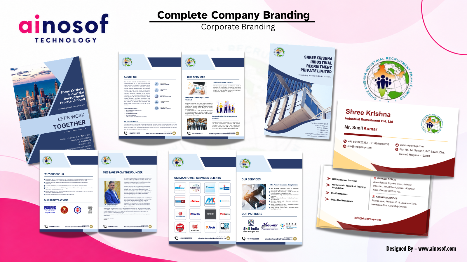 Shri Krishna Industrial Placement Company - logo, Visiting Card & Company Profile Designing & Printing | Ainosof Technology
