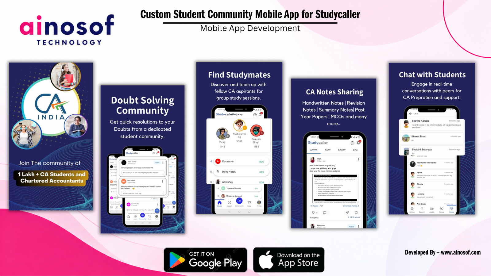 Studycaller Pvt. Ltd. - Custom Student Community Mobile App for Studycaller | Ainosof Technology
