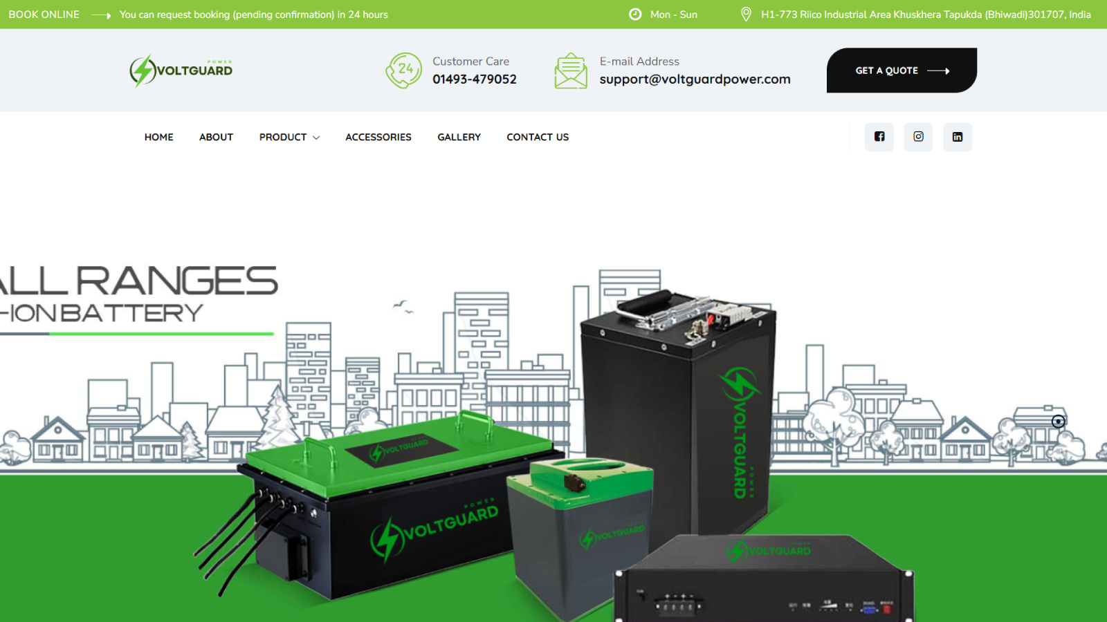 Voltguard Power - Battery Manufacturing Business Website Development  | Ainosof Technology