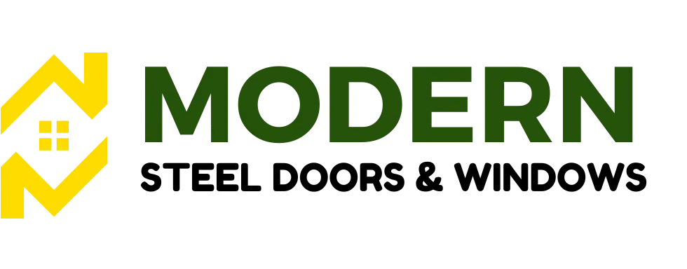 Modern Steel Doors & Windows Logo | Trusted Google Business Profile Management & Website Development Client of Ainosof Technology