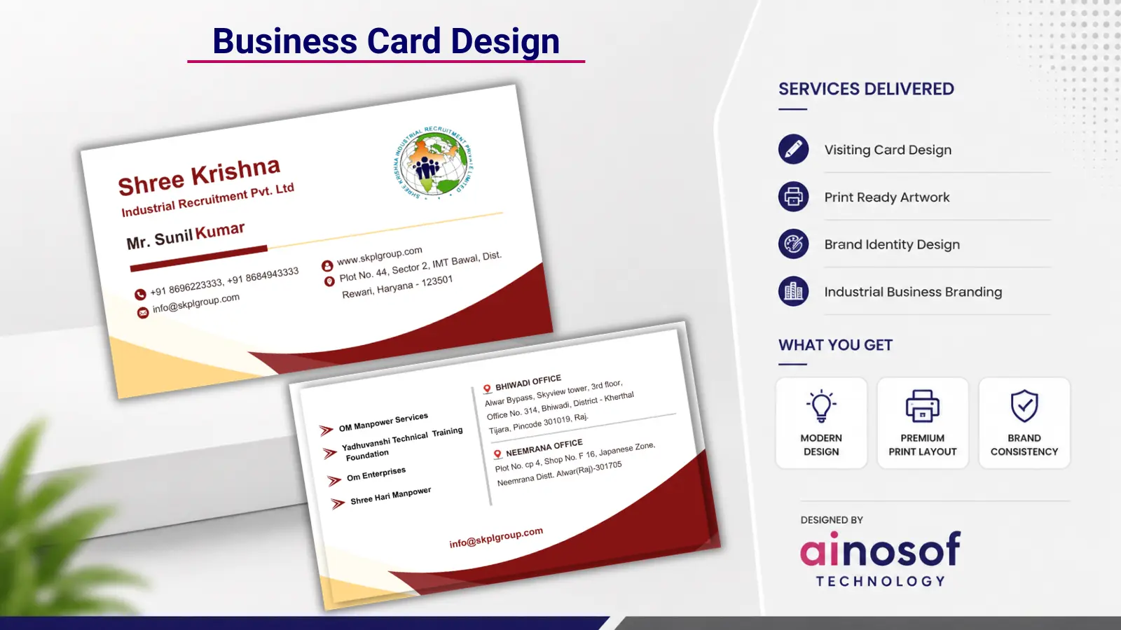 Business Card Design Created by Ainosof Technology for Shree Krishna Industries 