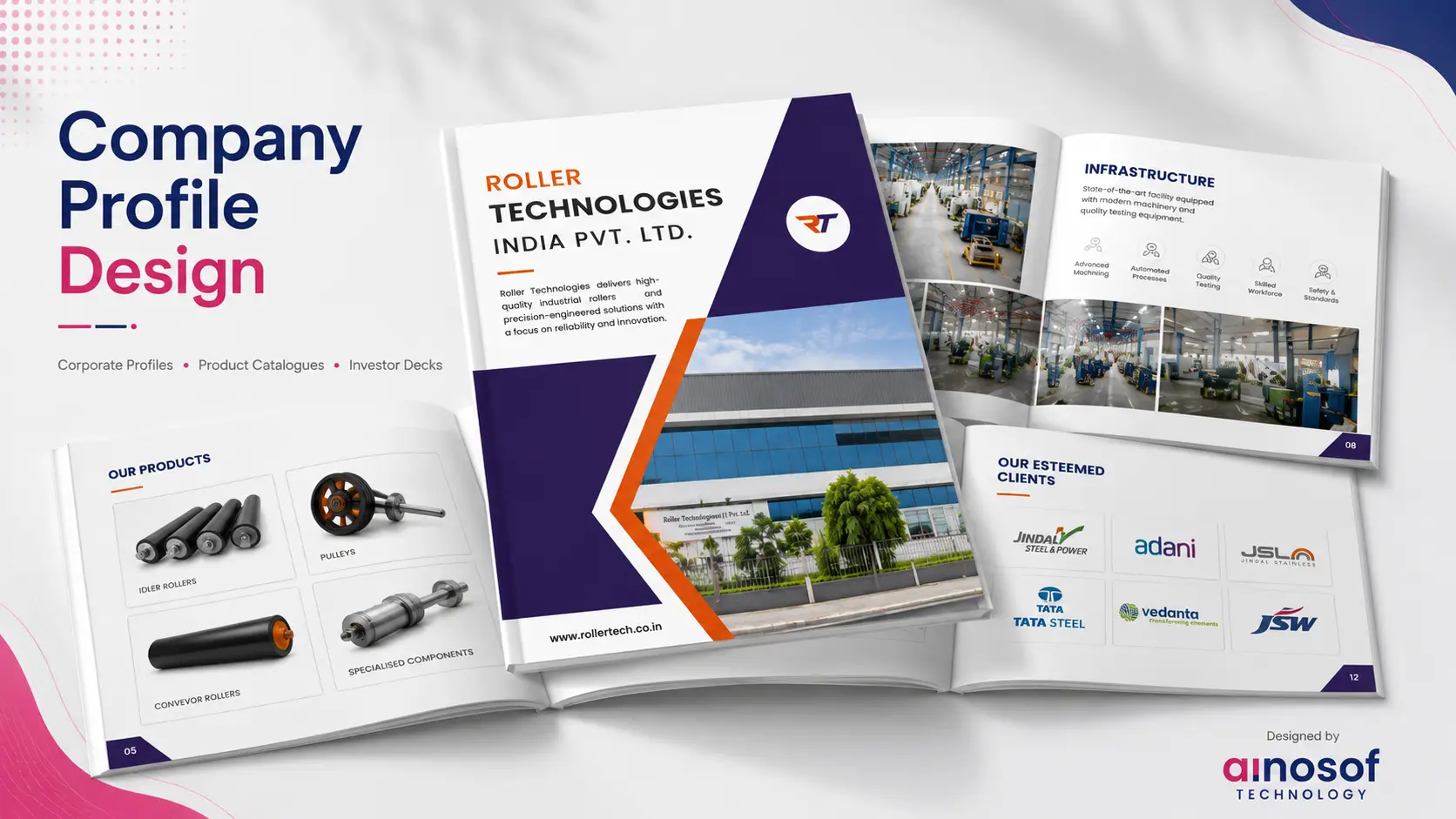 Company Profile Designed by Ainosof Technology for Roller Technologies 