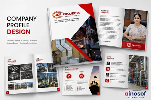 B2B Company Profile Designed by Ainosof Technology for JKP Projects 