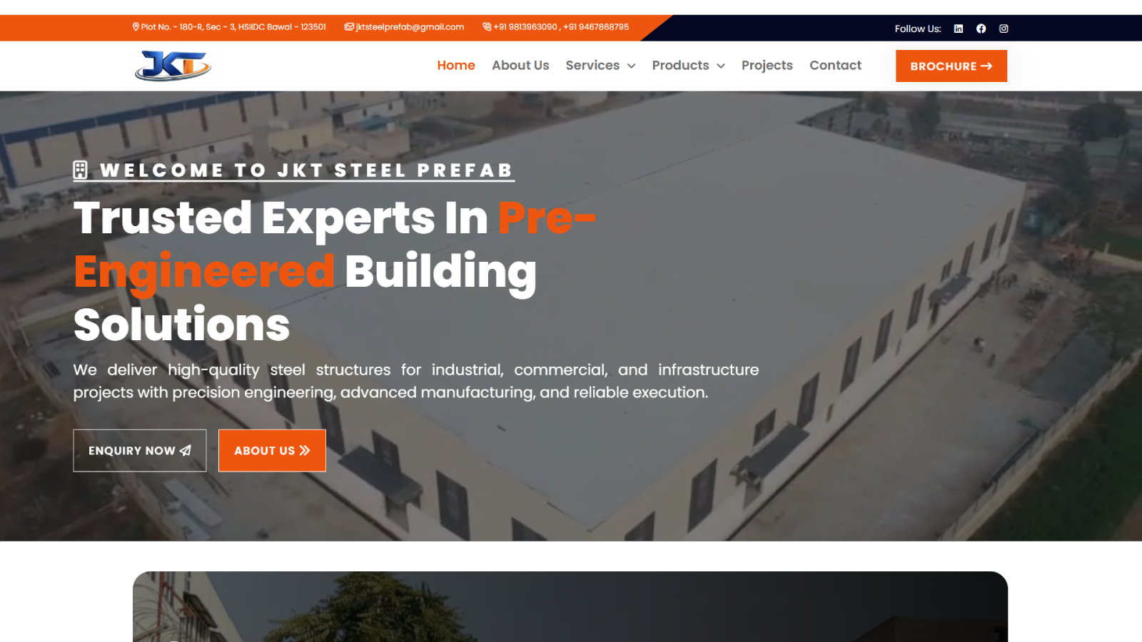 Industrial Website Homepage Developed by Ainosof Technology for JKT, IMT Bawal