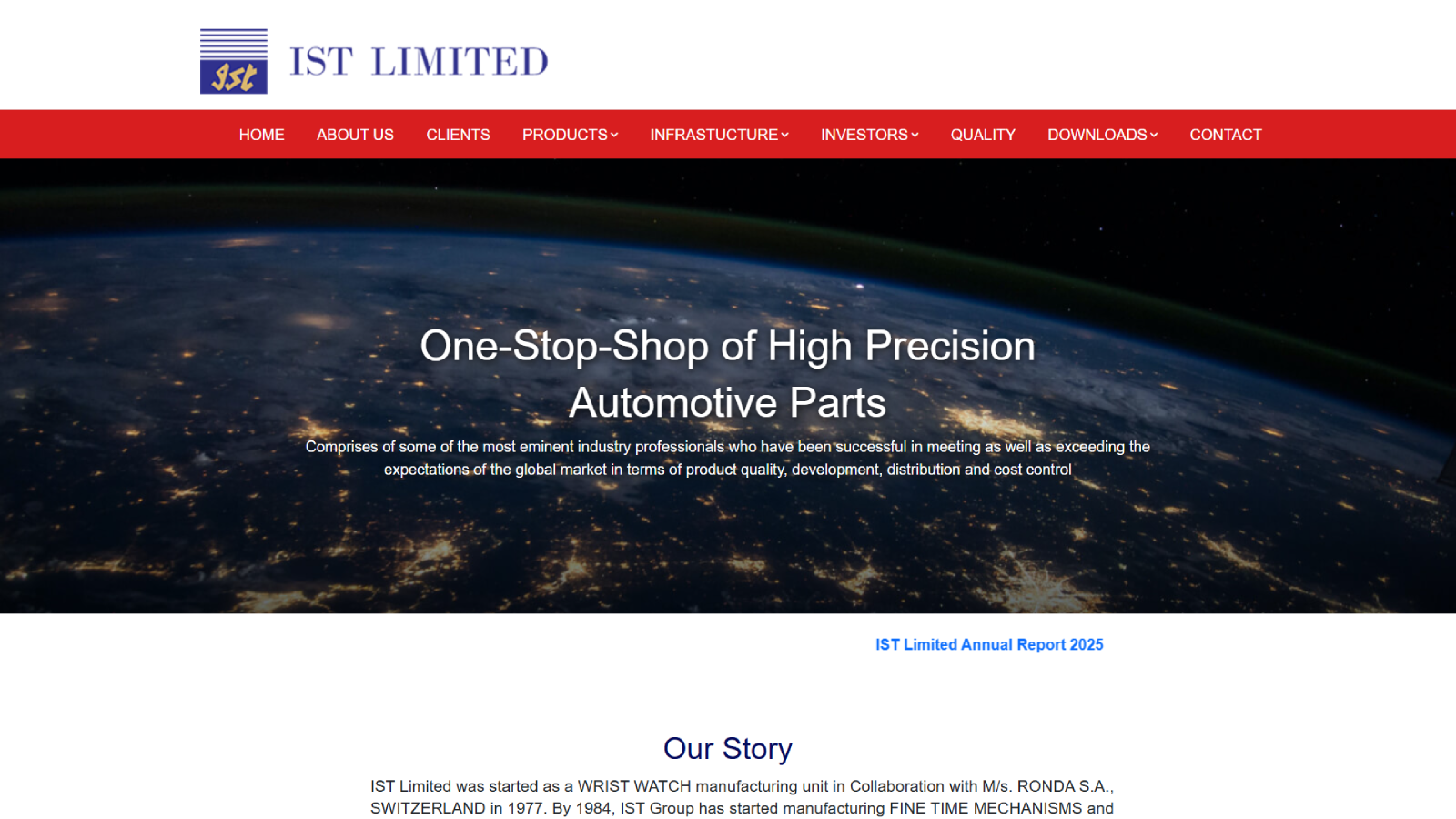 Corporate Website Homepage Developed by Ainosof Technology for IST Limited, Dharuhera India