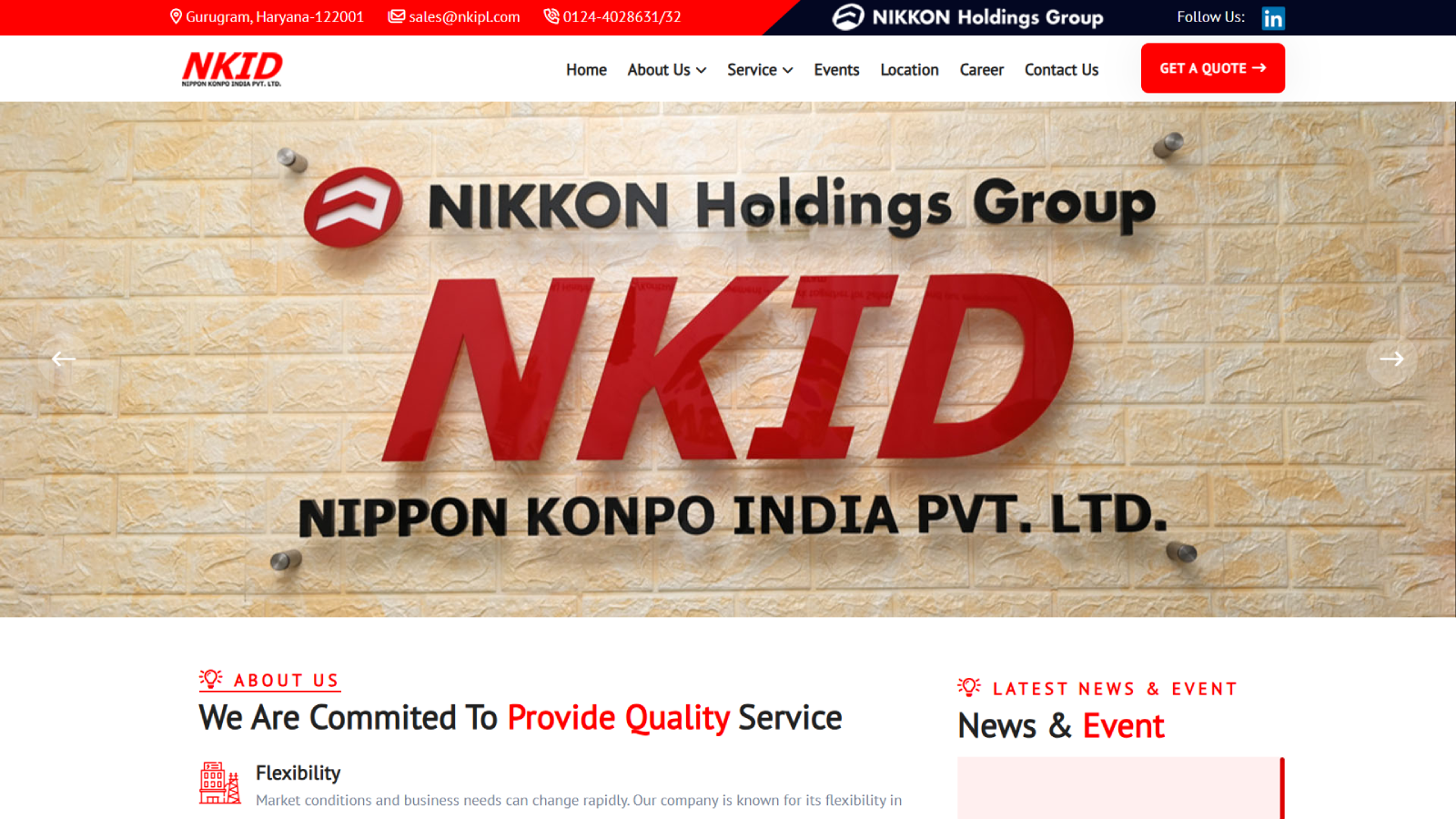 Corporate Website Homepage Developed by Ainosof Technology for NKID, India 