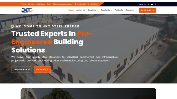 Industrial Website Homepage Developed by Ainosof Technology for JKT, IMT Bawal
