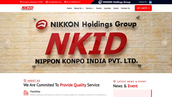 Corporate Website Homepage Developed by Ainosof Technology for NKID, India 